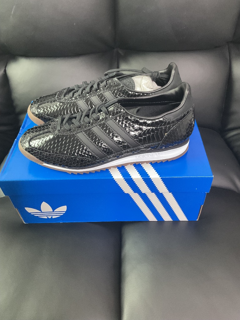 Adidas Sl 72 Og W Black Snakeskin Python Leather Women's Size 7 Ih9170 New